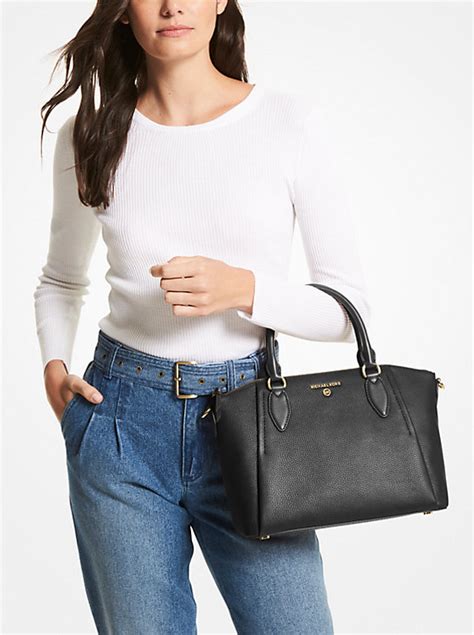 sienna medium pebbled leather satchel michael kors|Michael Kors medium satchel.